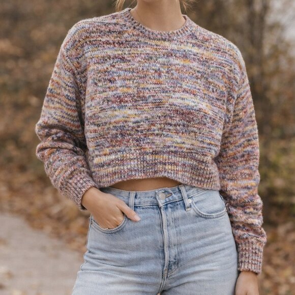 Forever 21 Tops - Forever 21 Cozy Multicolor Knit Crop Sweater Fall Autumn Core Chic